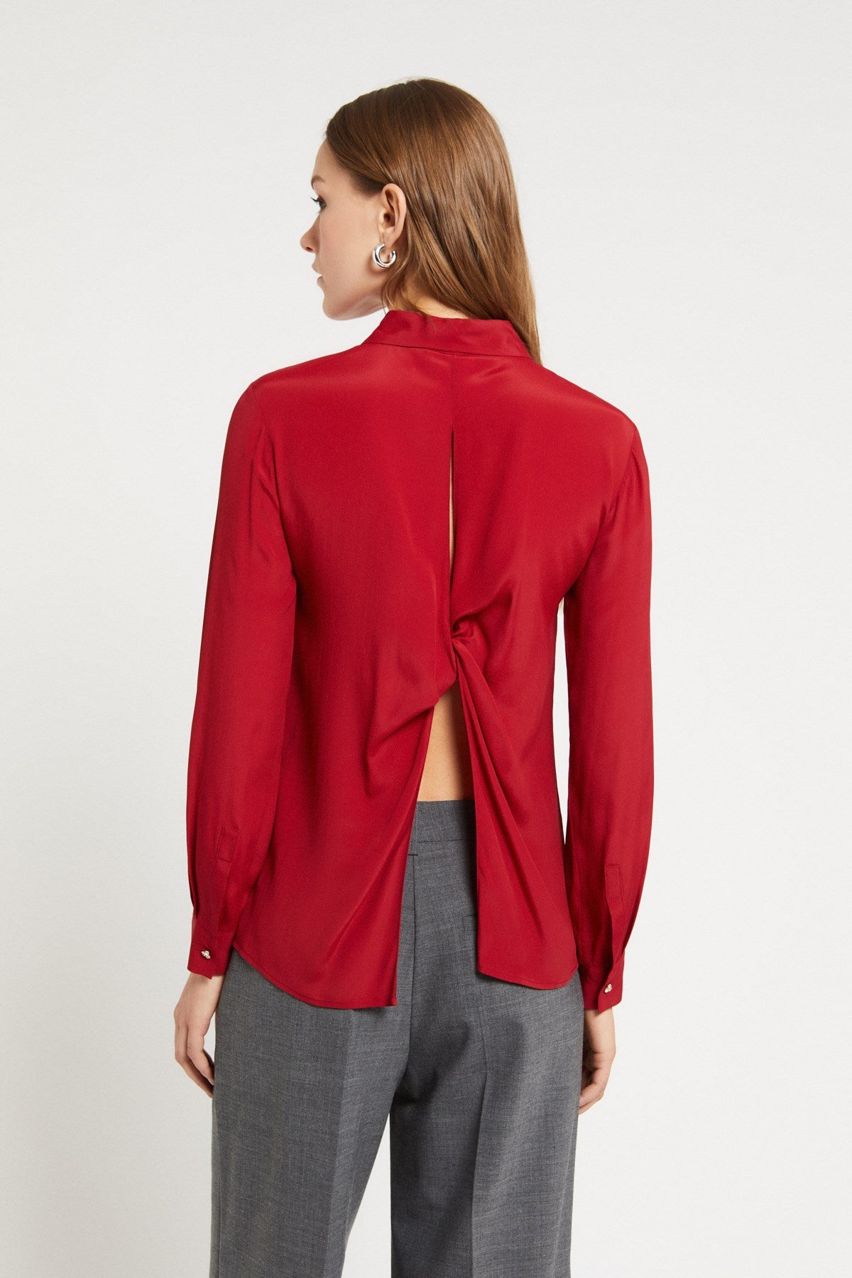 W5-DC5113 Camicia Fluida Con Apertura Sulla Schiena Cherry