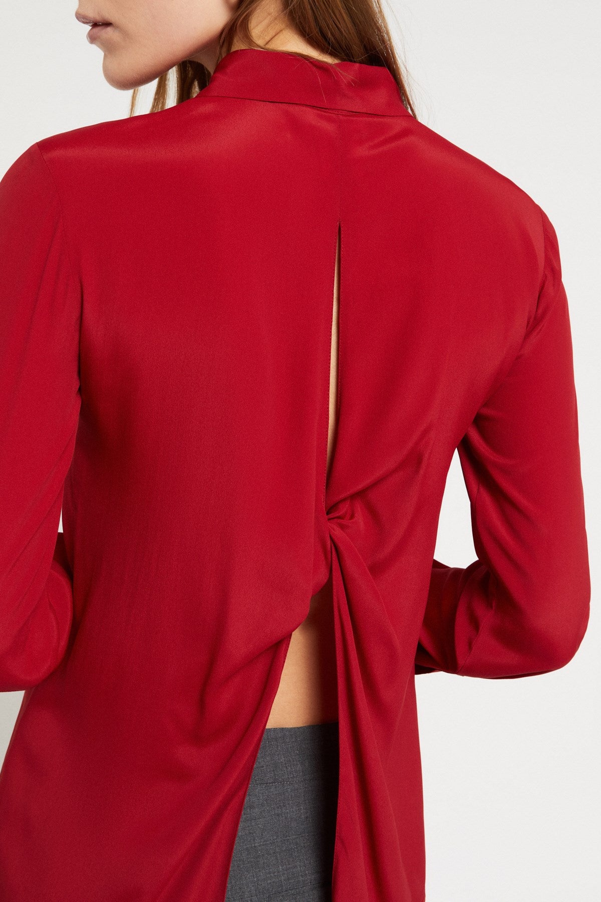 W5-DC5113 Camicia Fluida Con Apertura Sulla Schiena Cherry