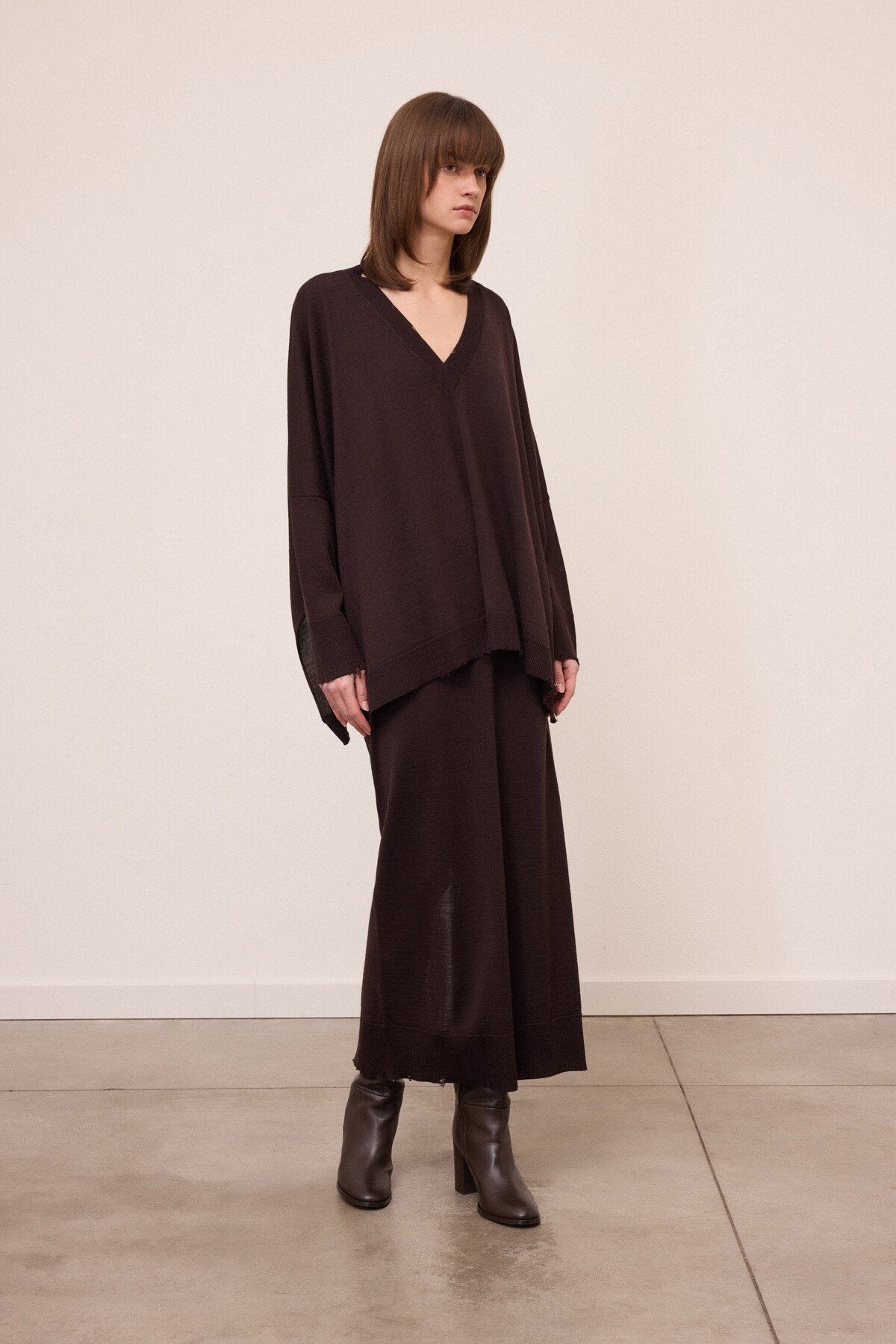 W6-DK9380 Gonna Longuette Aubergine