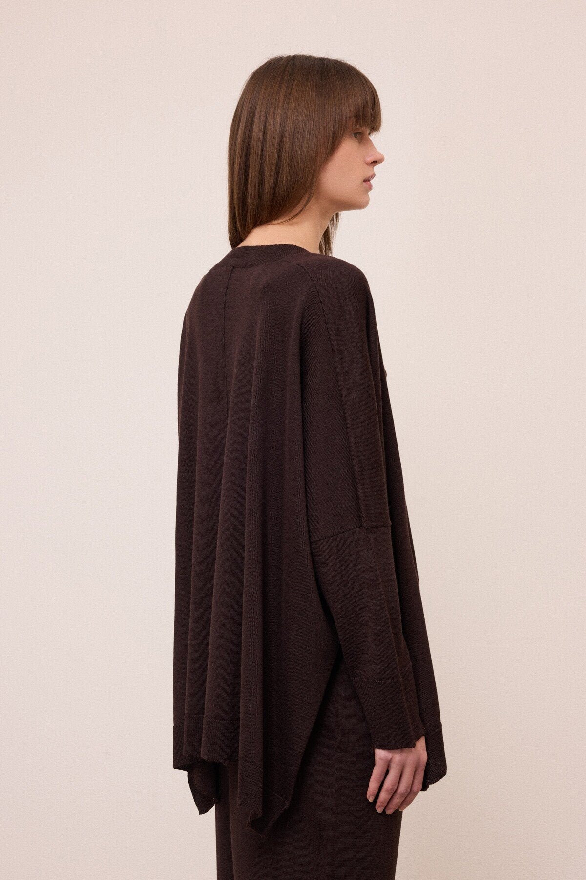 W6-DK9379 Maglia Scollo V Aubergine