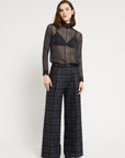 W5-DP9928 Pantalone Palazzo Patchwork Check