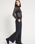 W5-DP9928 Pantalone Palazzo Patchwork Check