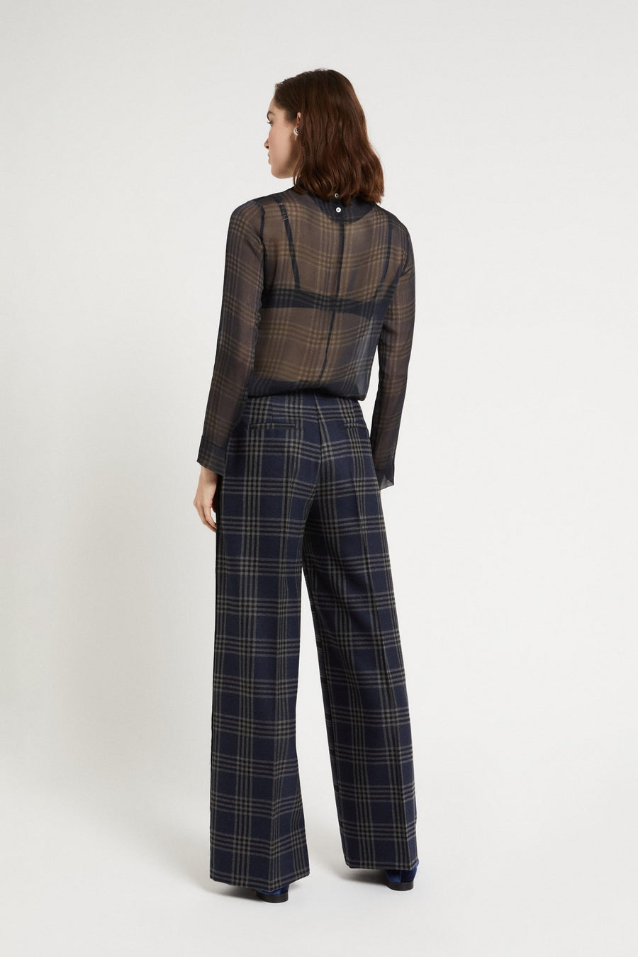 W5-DP9928 Pantalone Palazzo Patchwork Check