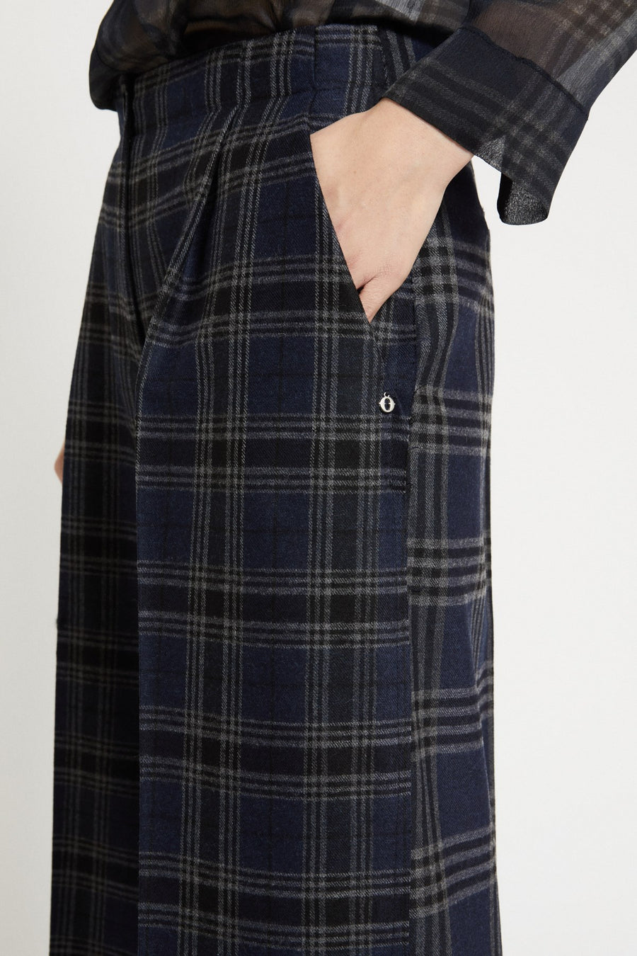 W5-DP9928 Pantalone Palazzo Patchwork Check