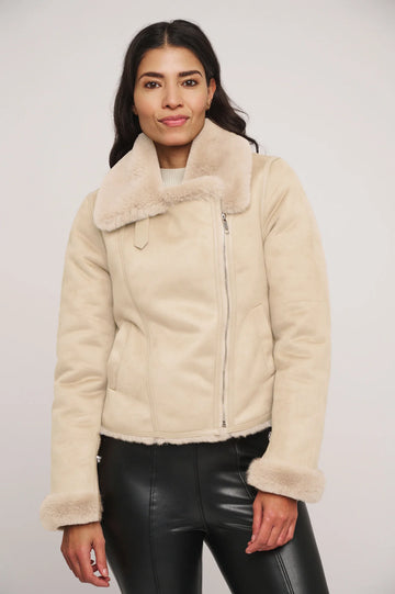 W4-BACIA Biker Jacket Fur Sand