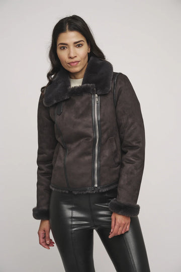 W4-BACIA Biker Jacket Fur Graphite