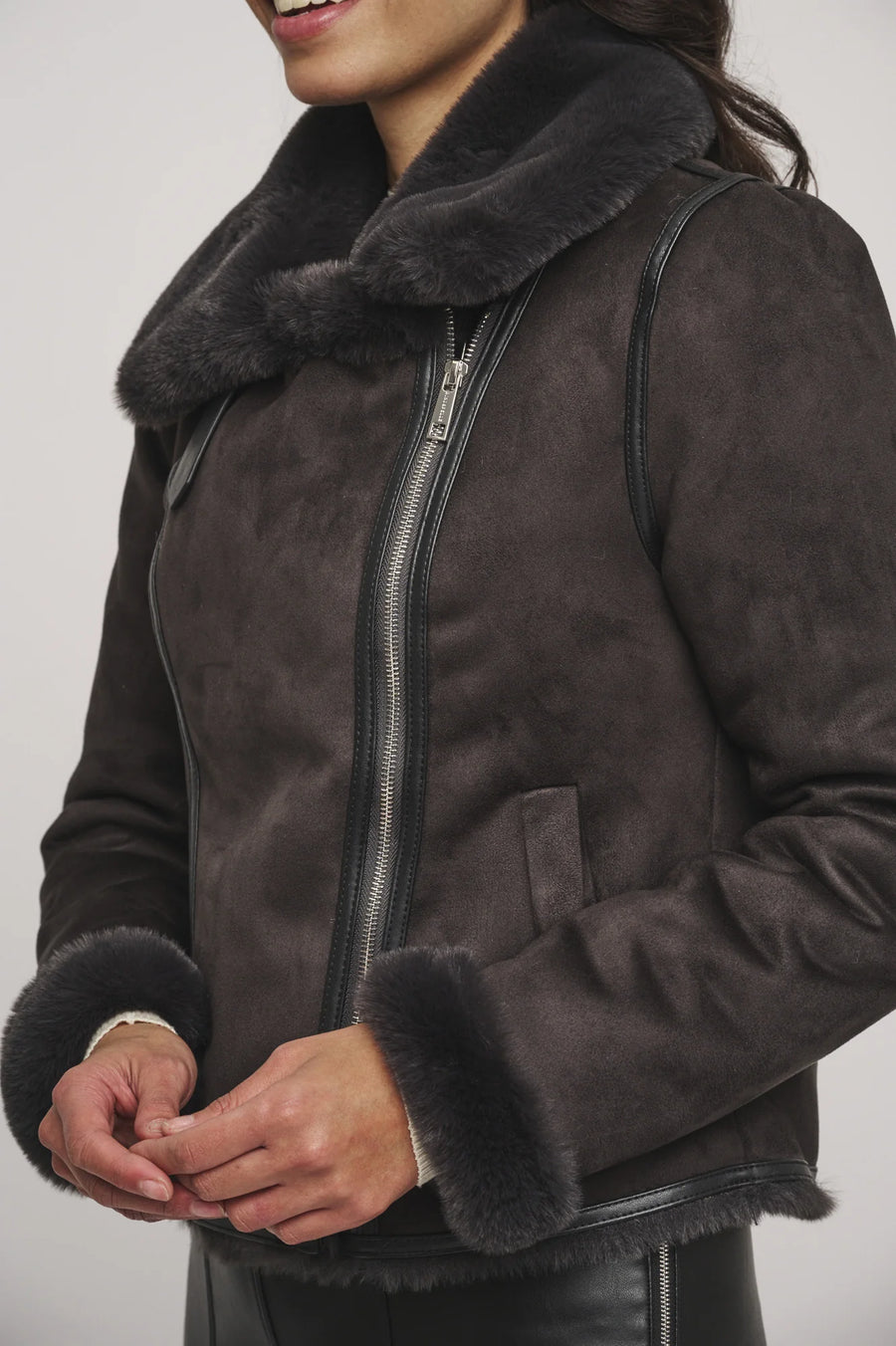 W4-BACIA Biker Jacket Fur Graphite