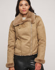 W4-BACIA Biker Jacket Fur Sand