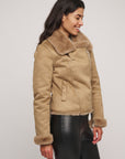 W4-BACIA Biker Jacket Fur Sand