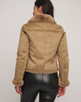 W4-BACIA Biker Jacket Fur Sand