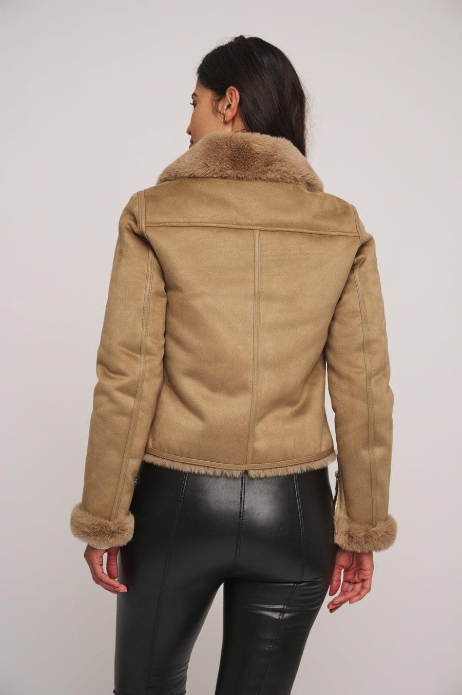 W4-BACIA Biker Jacket Fur Sand