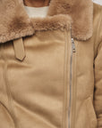 W4-BACIA Biker Jacket Fur Sand