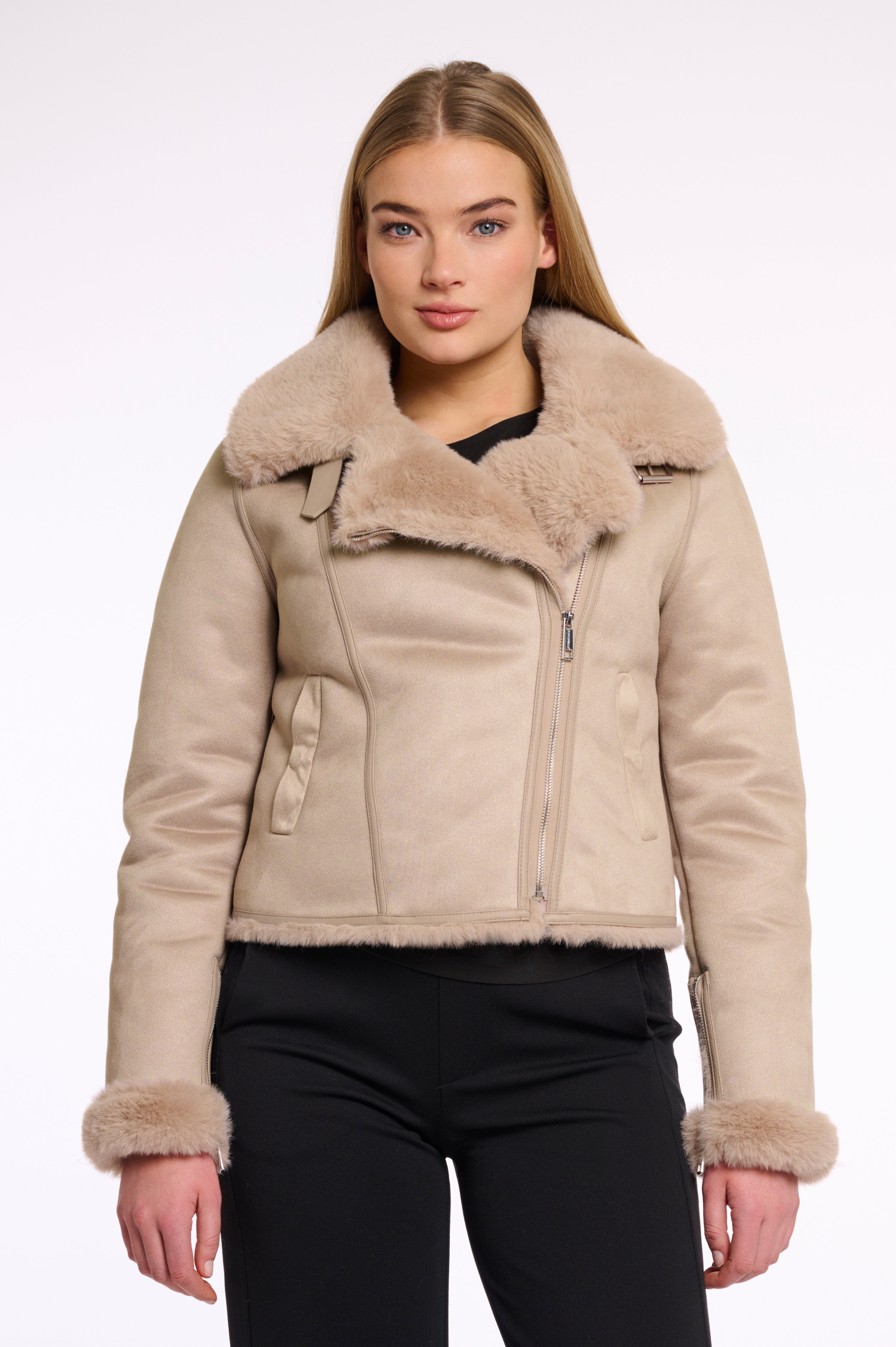 W5-BACIA Biker Jacket Fur OAT
