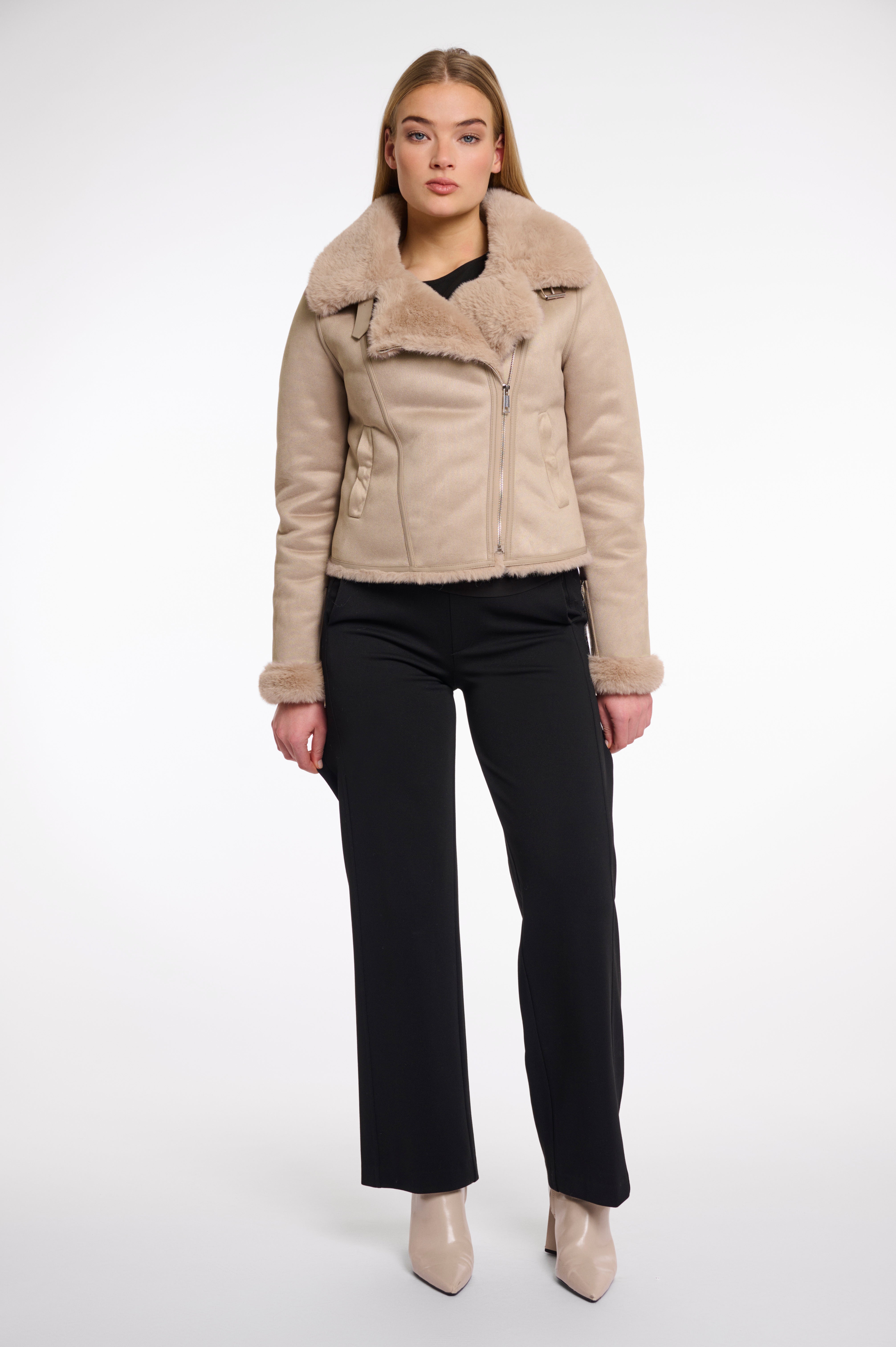 W5-BACIA Biker Jacket Fur OAT