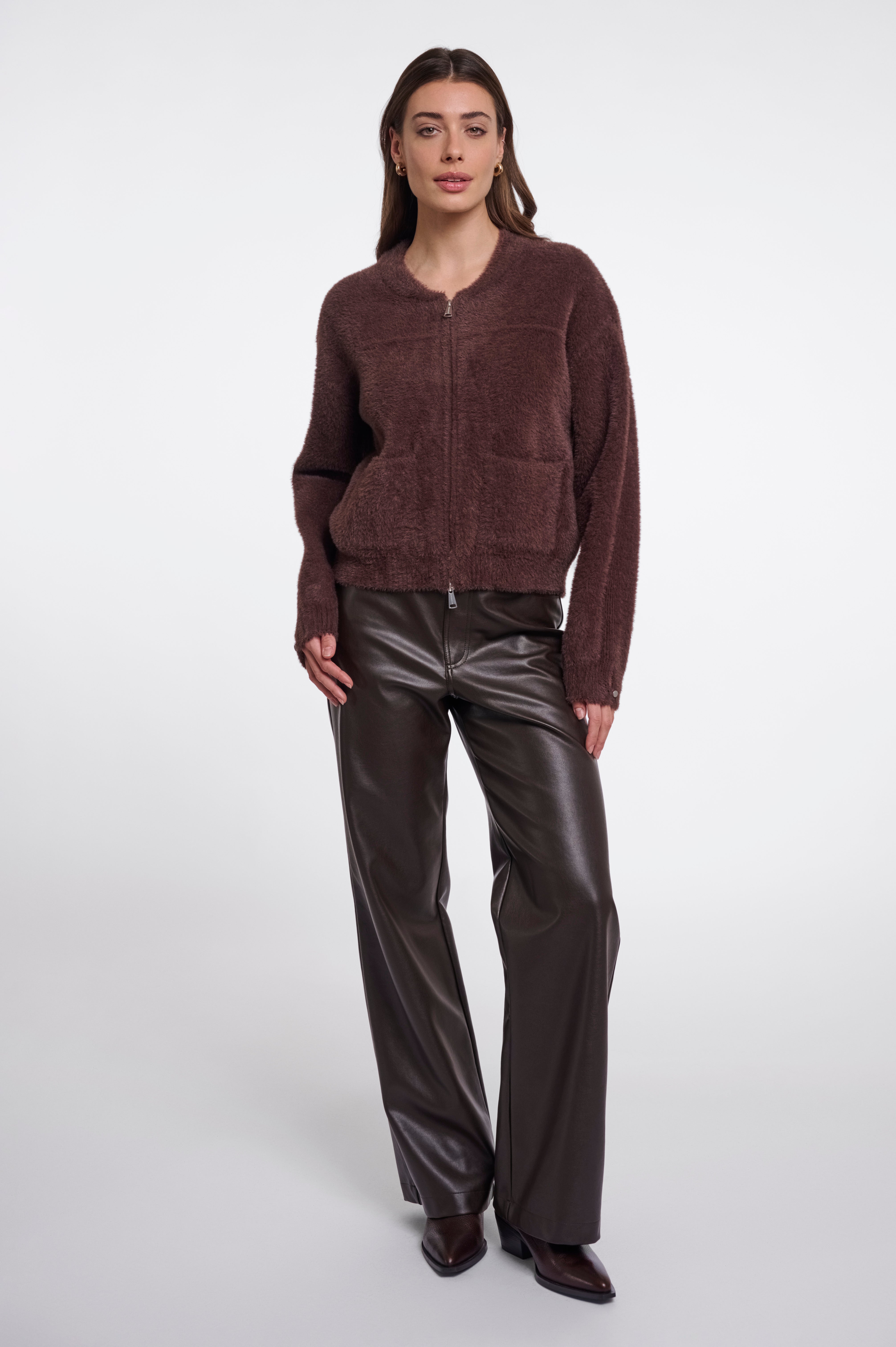 W6-BENTO Cardigan Corto Coffee Roast
