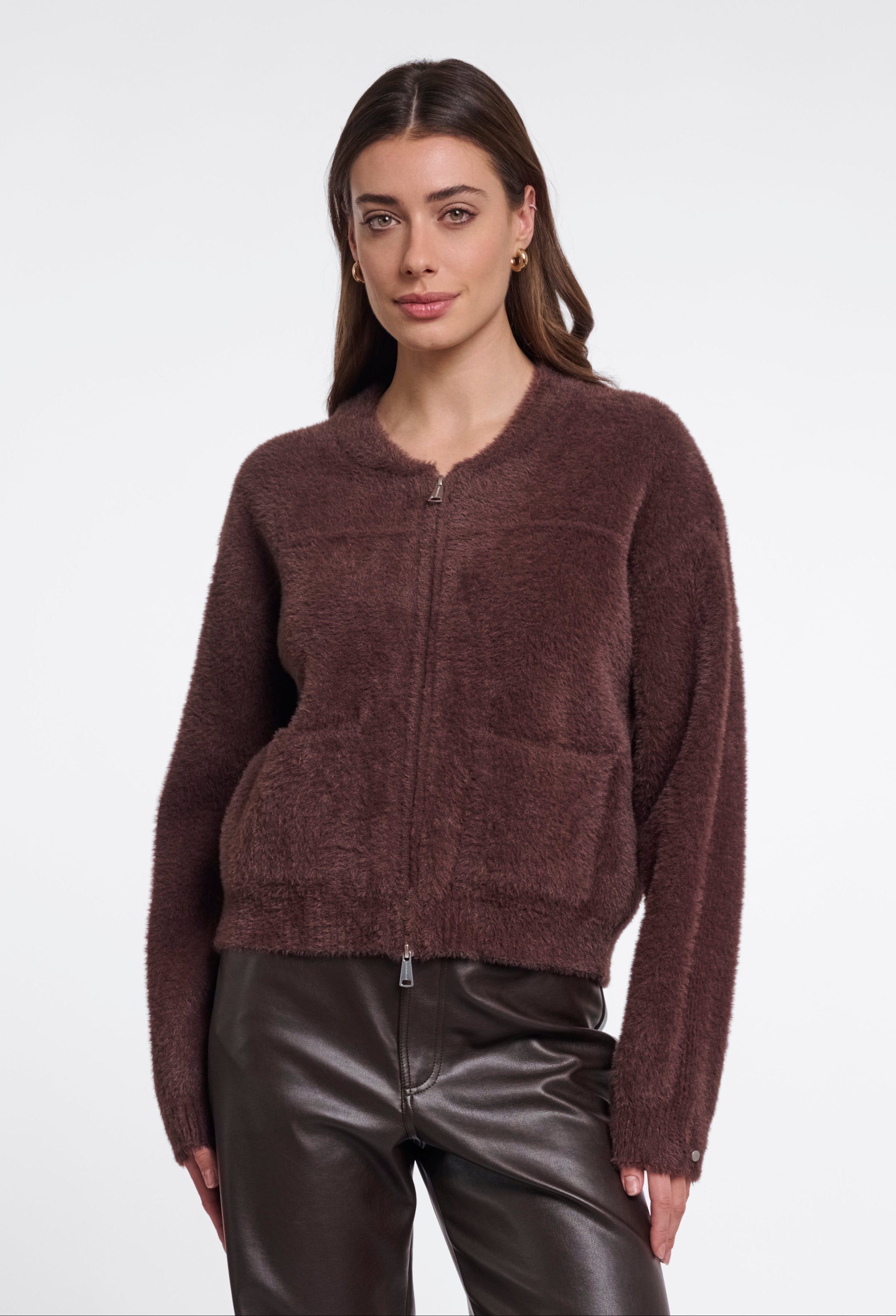 W6-BENTO Cardigan Corto Coffee Roast