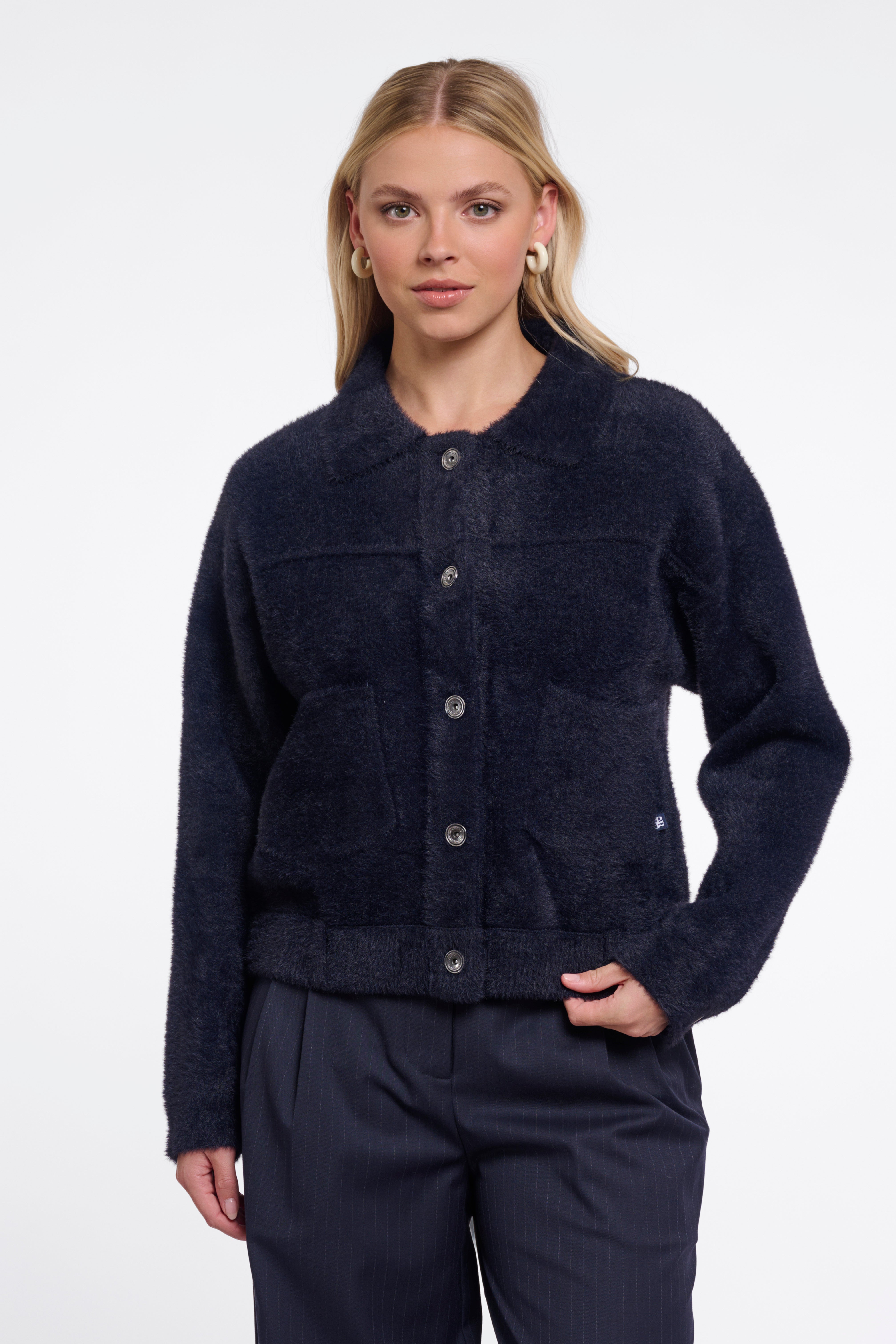 W6-BUBBLY Giacca Boxy Dark Navy