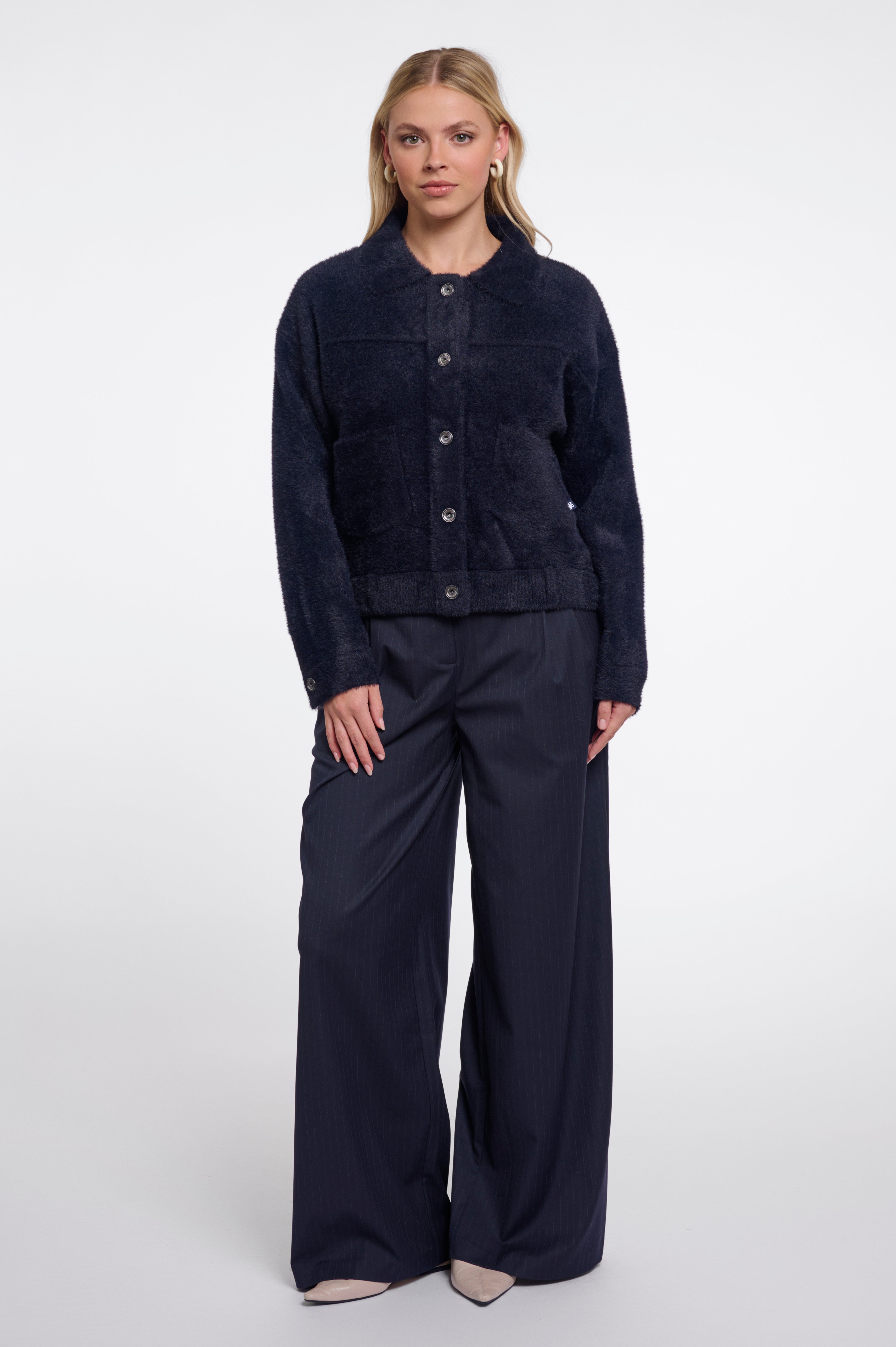 W6-BUBBLY Giacca Boxy Dark Navy