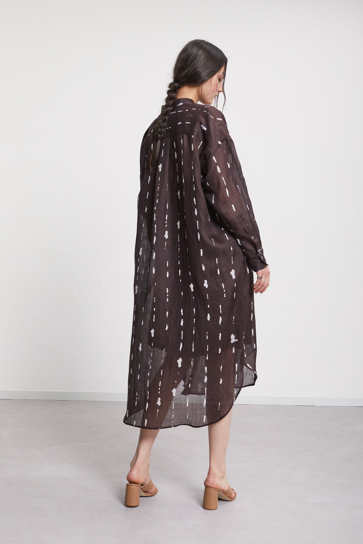 S5-DA5269 Chemisier Midi Stampato Cioccolato