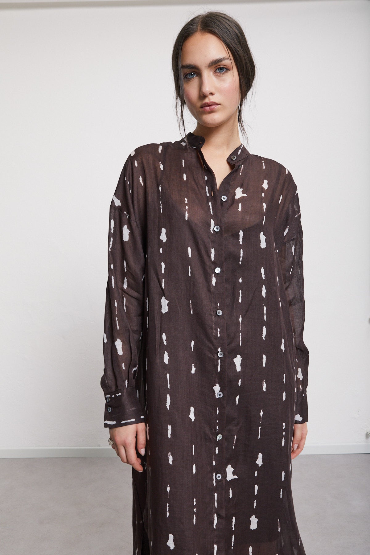 S5-DA5269 Chemisier Midi Stampato Cioccolato