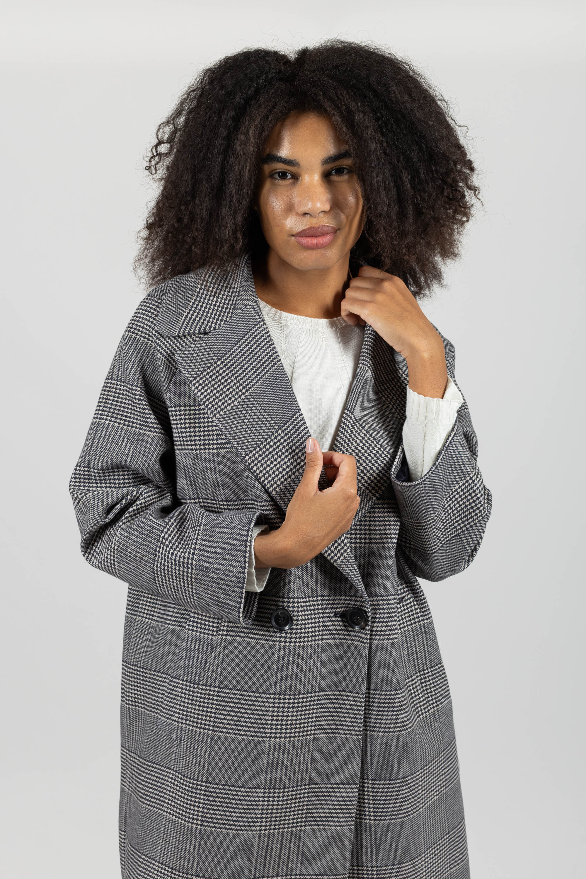 WD4-FD3277 Cappotto Doppiopetto Overcheck Blu