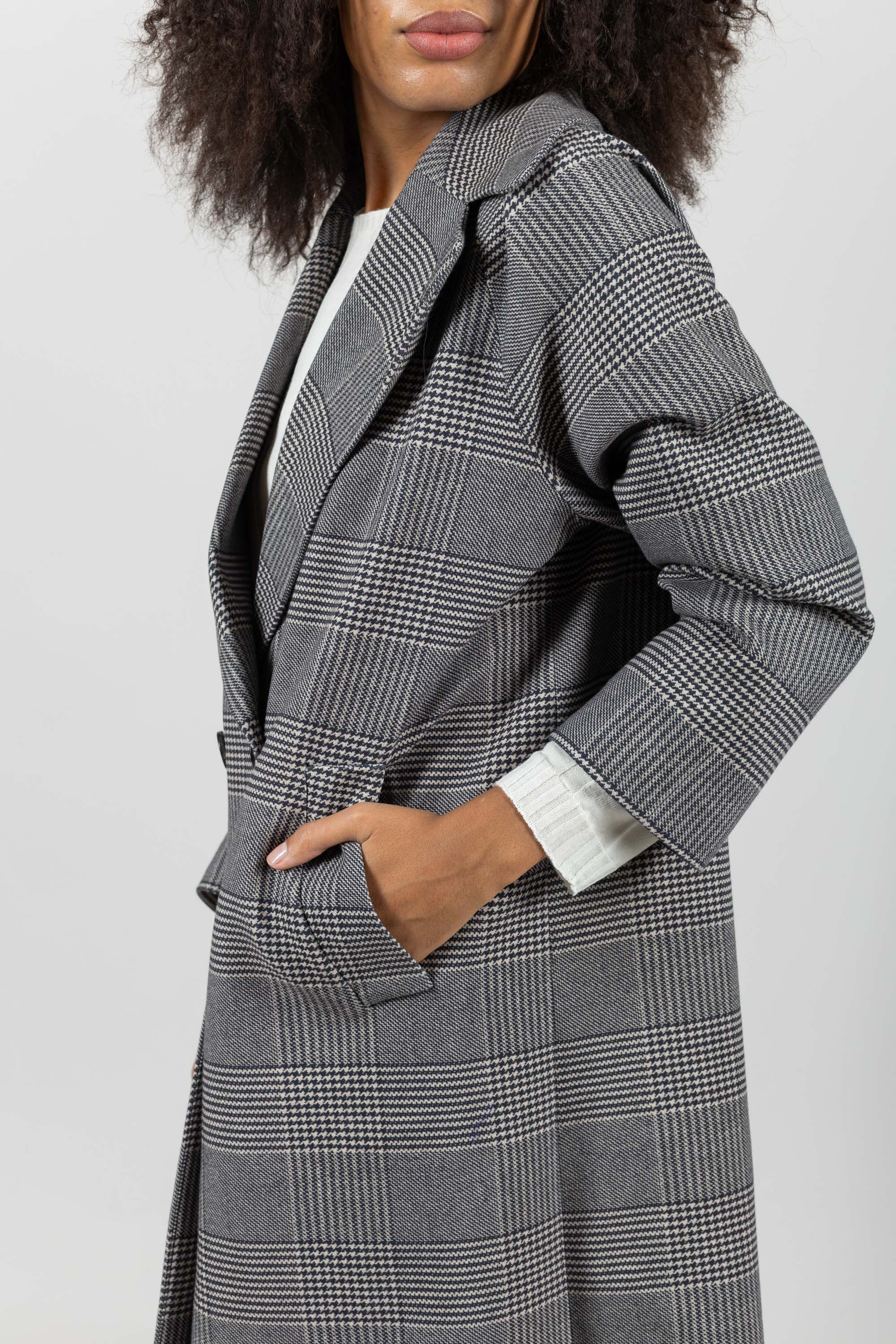 WD4-FD3277 Cappotto Doppiopetto Overcheck Blu