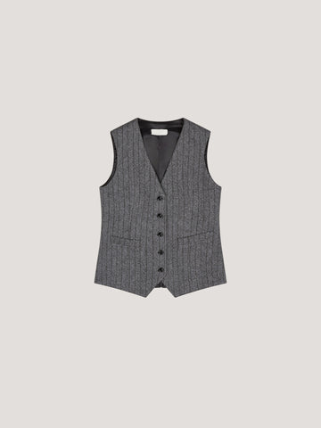 WD4-3268 Gilet Striped Denim Grigio