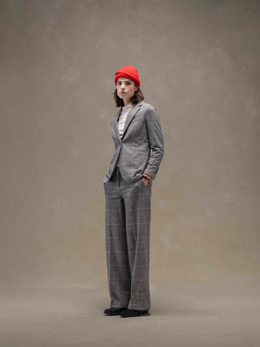 WD5-FD3694 Pantalone Masculine Prince Of Wales Nero Woman