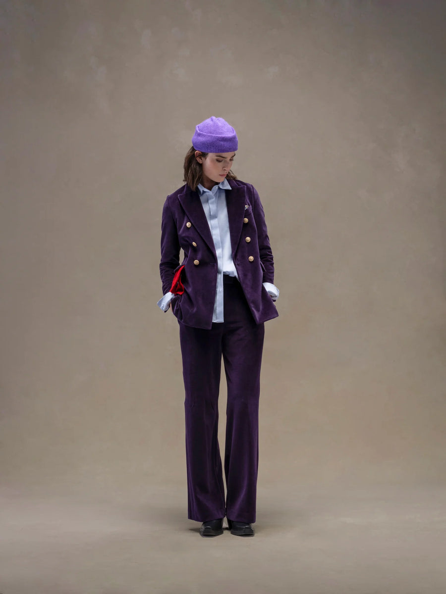 WD5-FD3626 Pantalone Wide Leg Velour Blu/Viola Woman