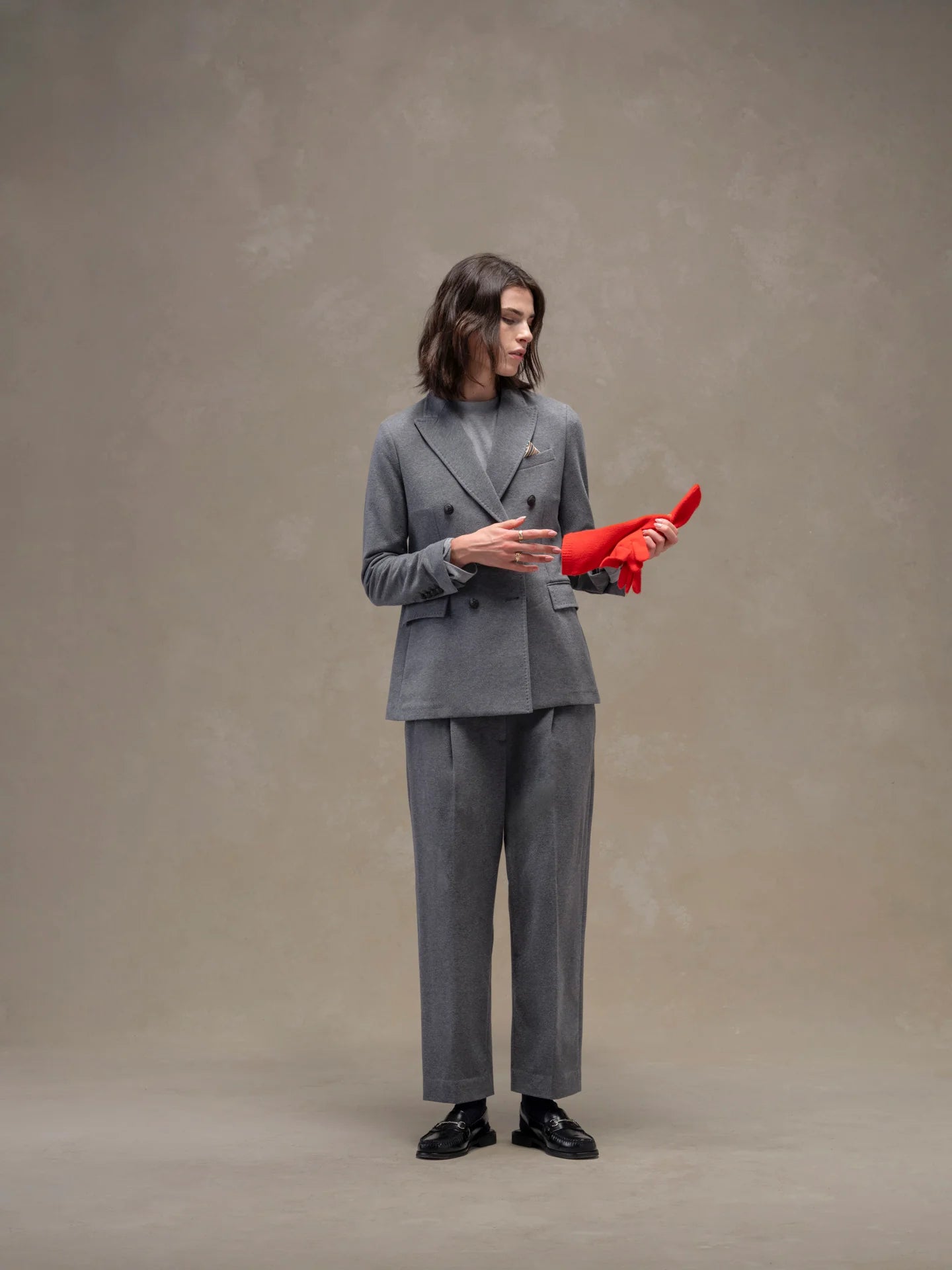 WD5-FD3612 Giacca Doppiopetto Cashmere Touch Light Grey Melange Woman