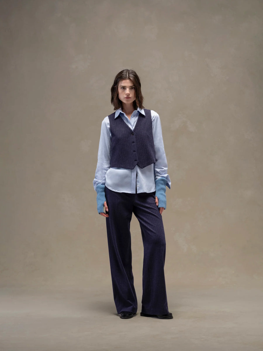 WD5-3779 Gilet Gessato Navy Woman