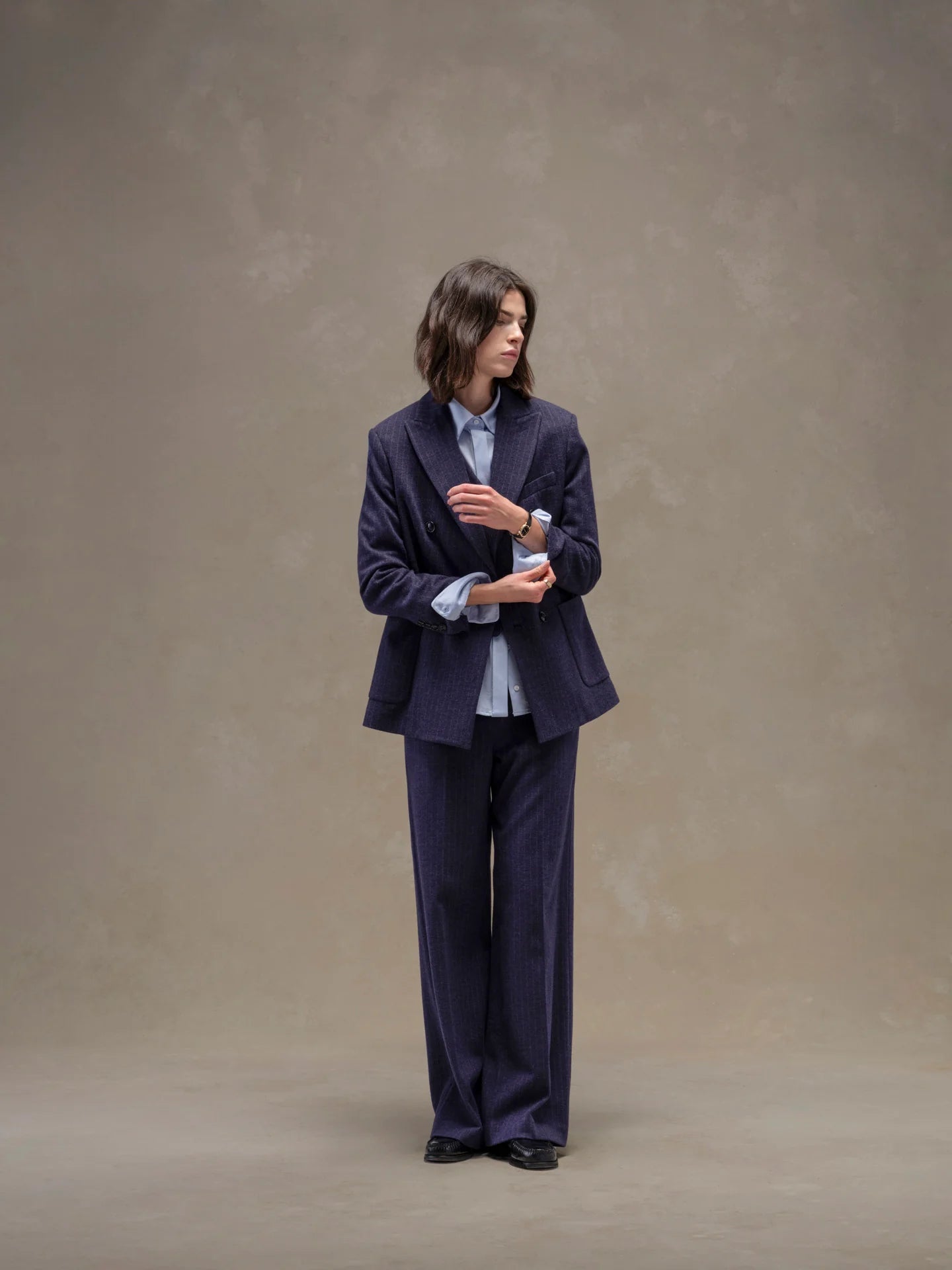 WD5-FD3777 Giacca Doppiopetto Gessato Navy Woman