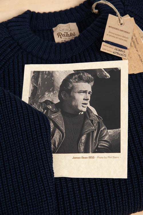 UW4-REBEL Maglia JAMES DEAN Gircollo Blu Notte Man
