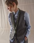 WD4-3268 Gilet Striped Denim Grigio