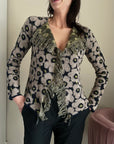 W4-53057 Cardigan con Frange Fantasia