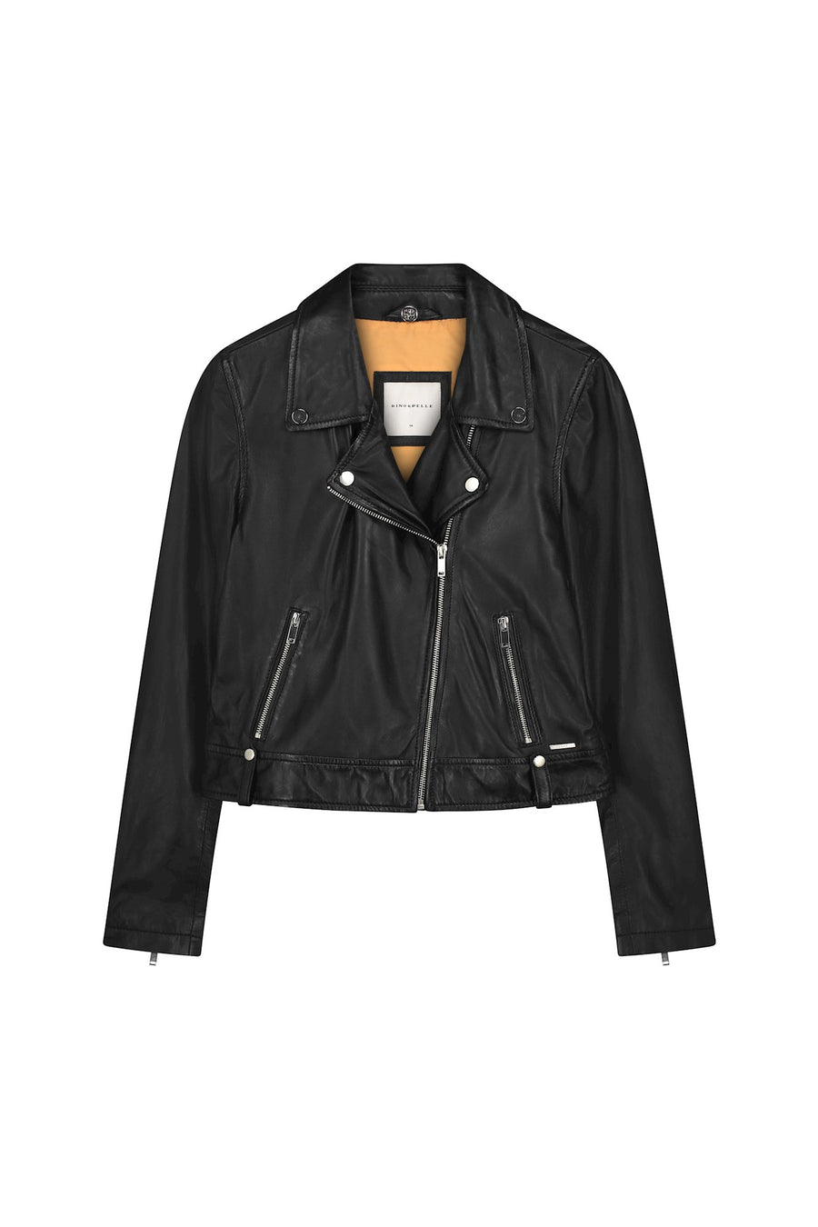 S4-ELORA Biker Leather Jacket Black
