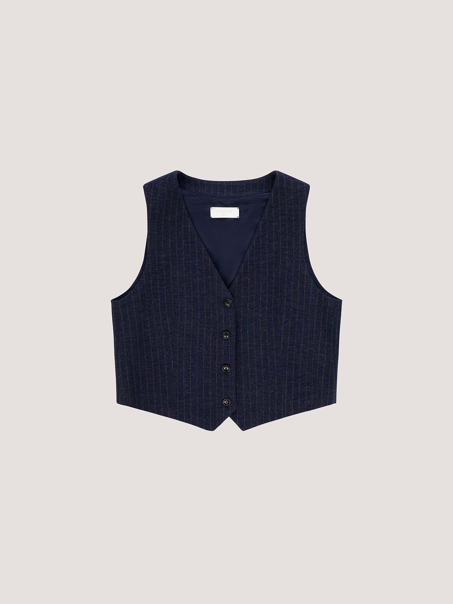 WD5-FD3779 Gilet Gessato Navy Woman
