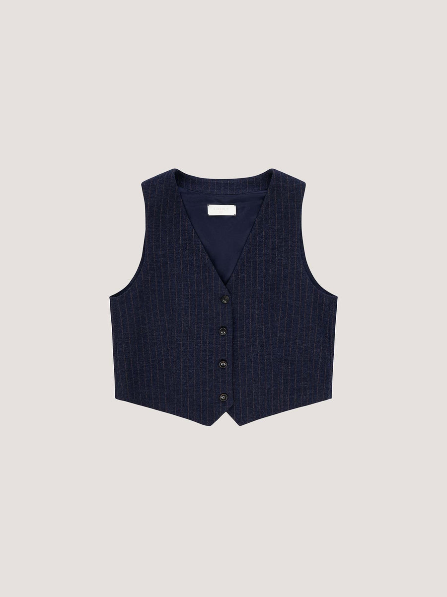 WD5-3779 Gilet Gessato Navy Woman