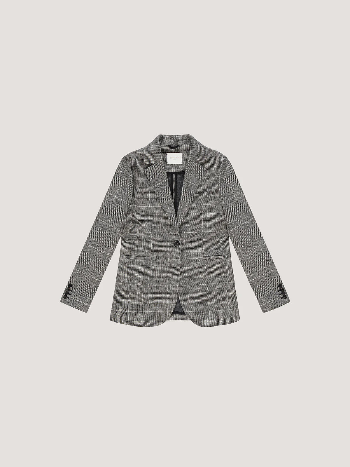 WD5-FD3693 Giacca Slim Long Prince Of Wales Nero Woman