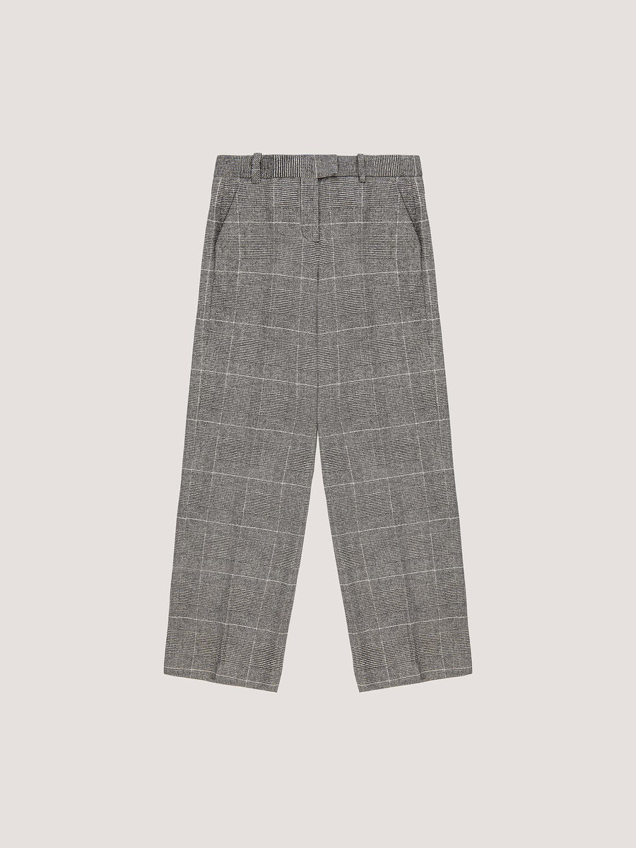 WD5-FD3694 Pantalone Masculine Prince Of Wales Nero Woman