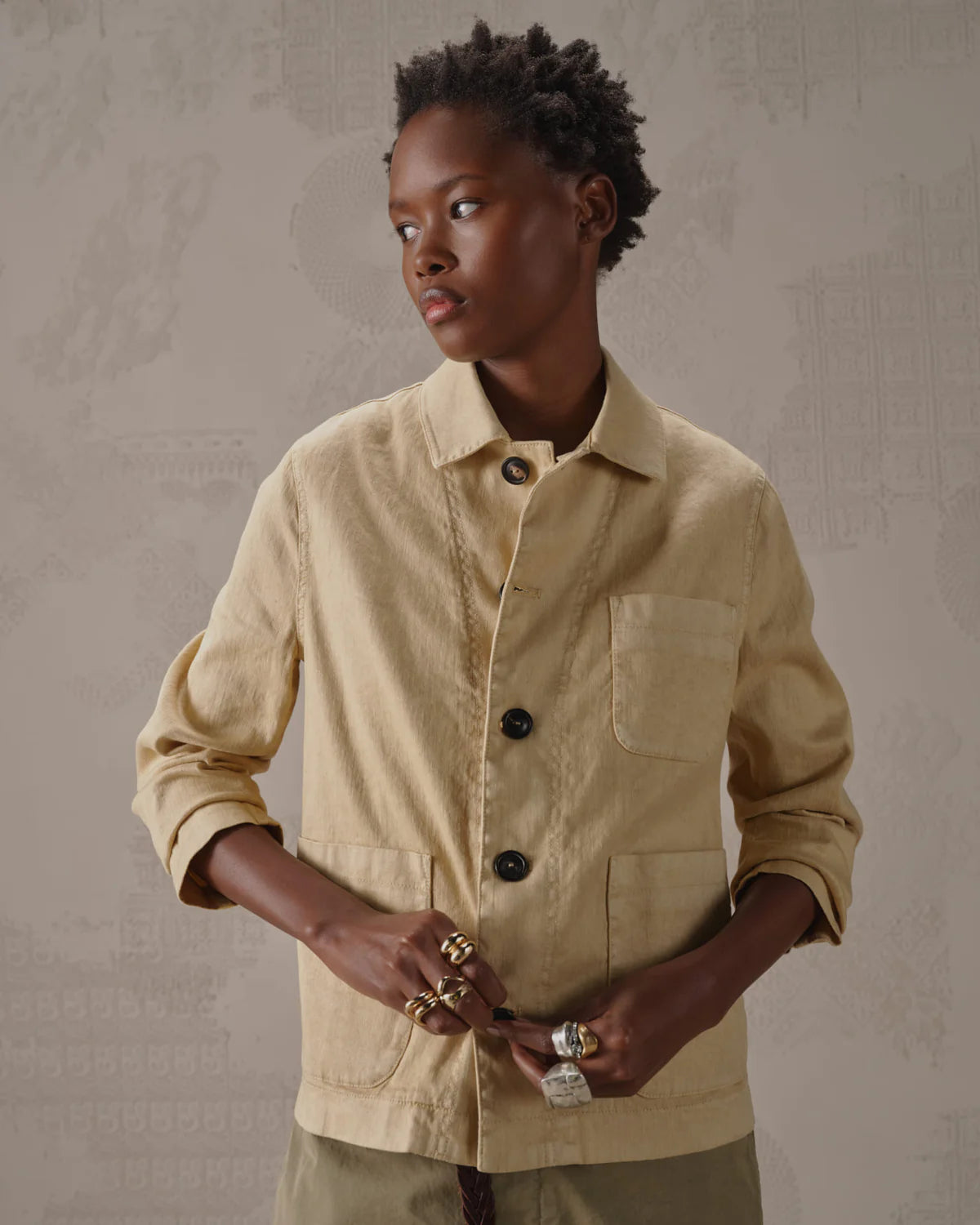 SD6-FD4017 Giacca Panama Gabardina Donna Light Beige