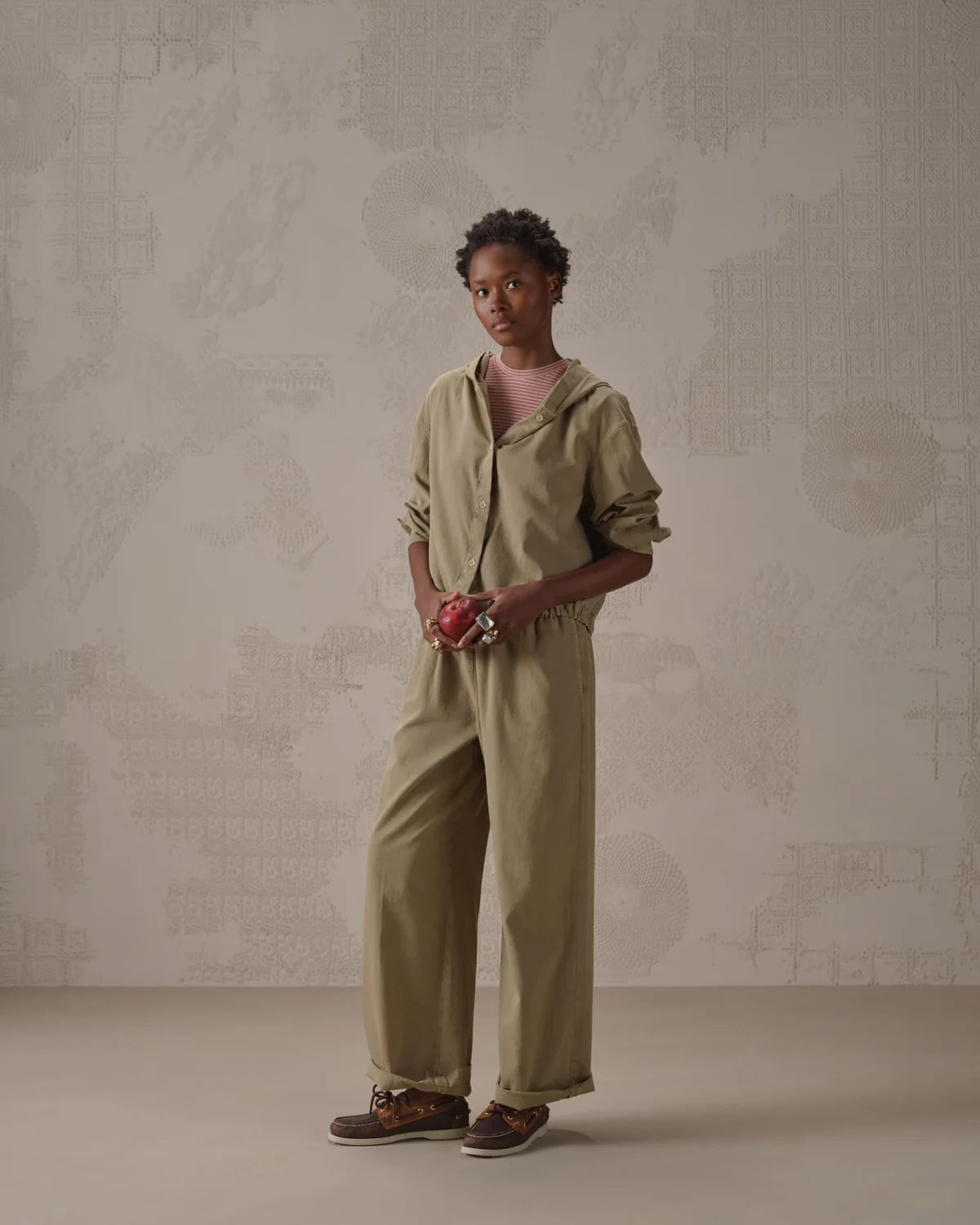 SD6-FD4020 Pantalone Wide Leg Gabardina Oliva