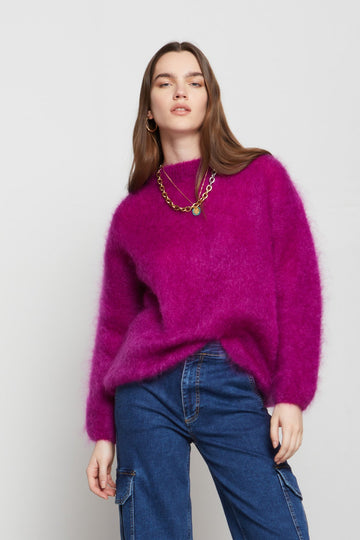 W3-DK8019 Maglione Mohair Fucsia