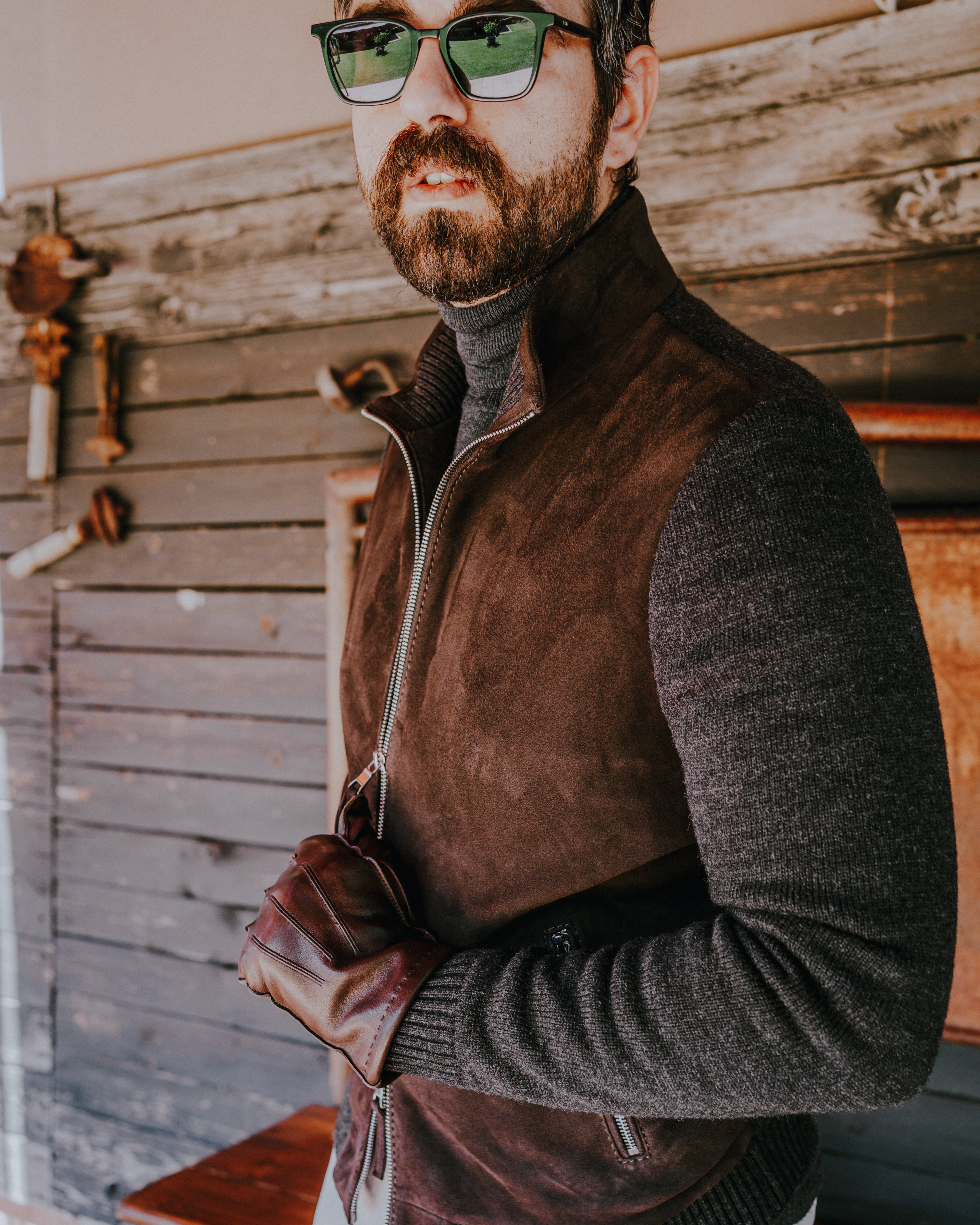 UW5-FRANCIS KNIT Giubbotto Ibrido Suede Maglia Moka/Antracite Man