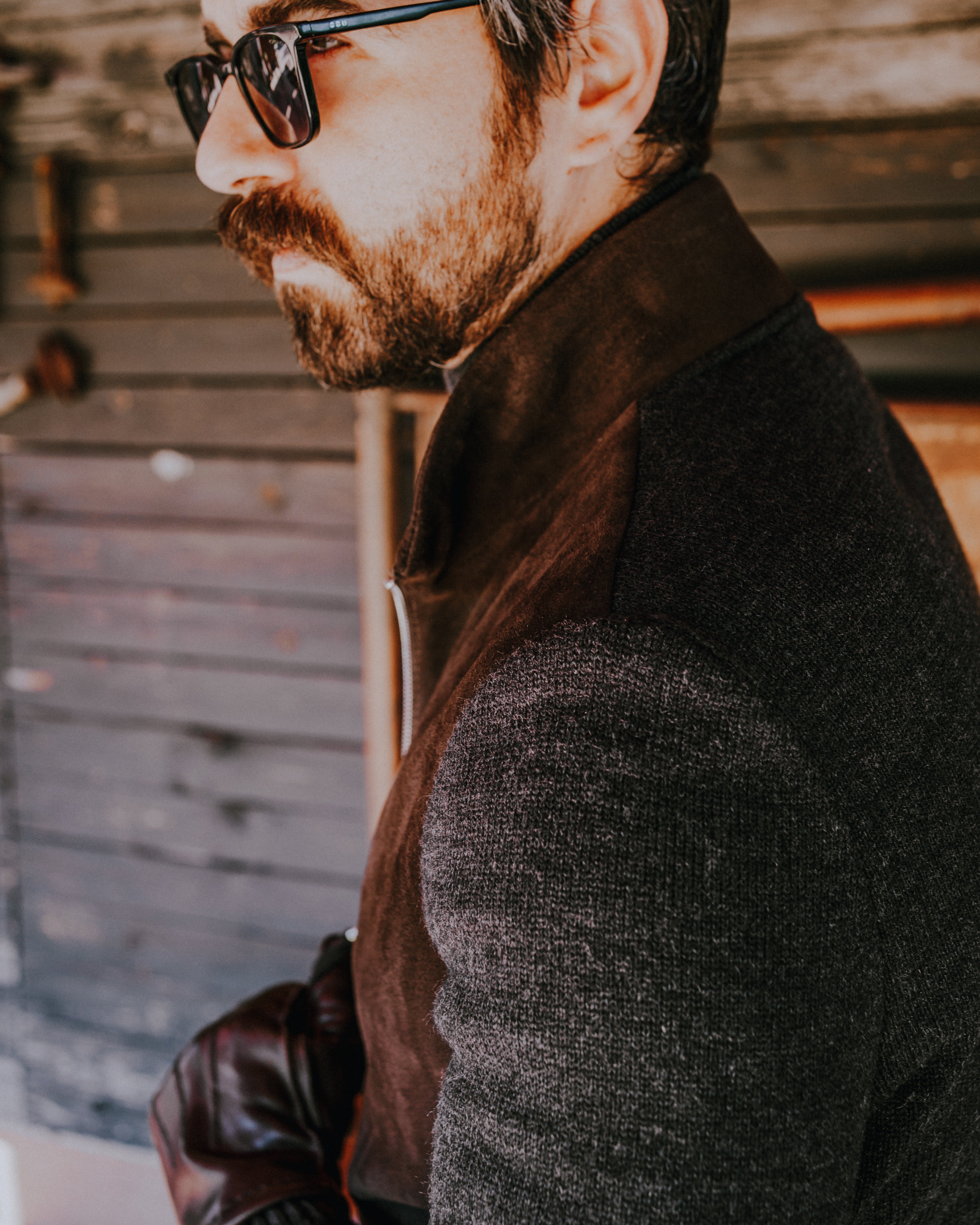 UW5-FRANCIS KNIT Giubbotto Ibrido Suede Maglia Moka/Antracite Man