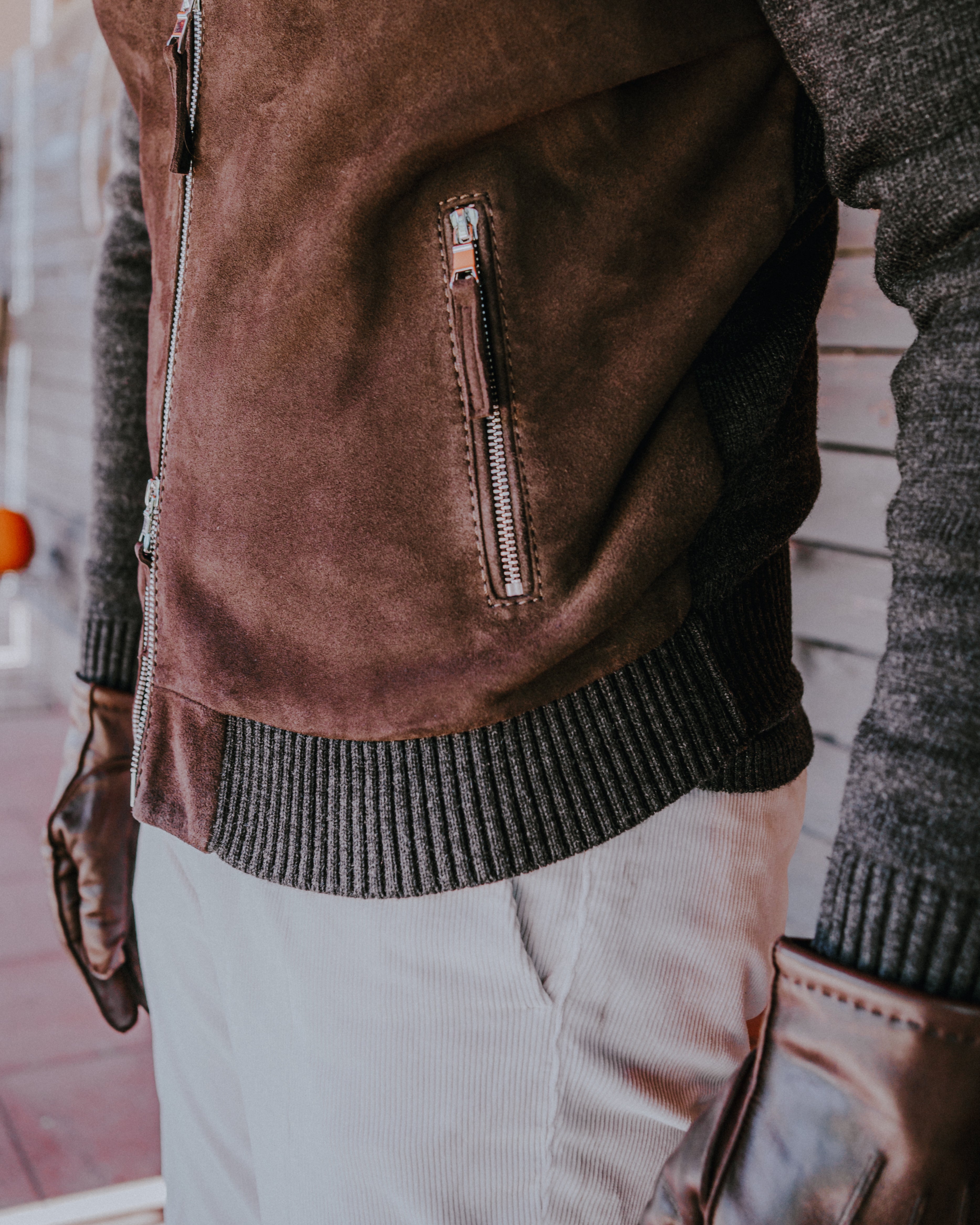 UW5-FRANCIS KNIT Giubbotto Ibrido Suede Maglia Moka/Antracite Man