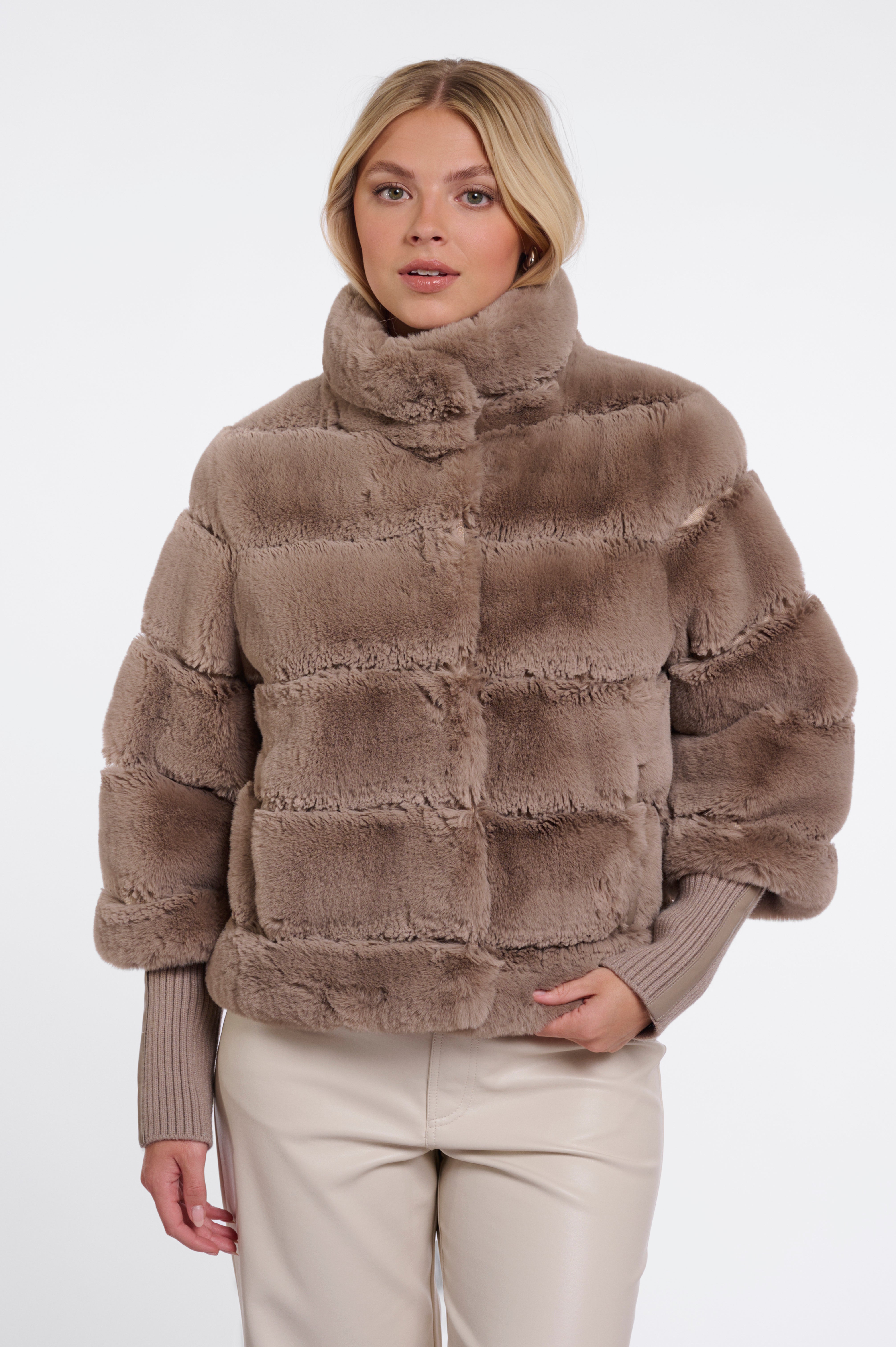 W6-FELINE Giacca Ecopelliccia Mocha Latte
