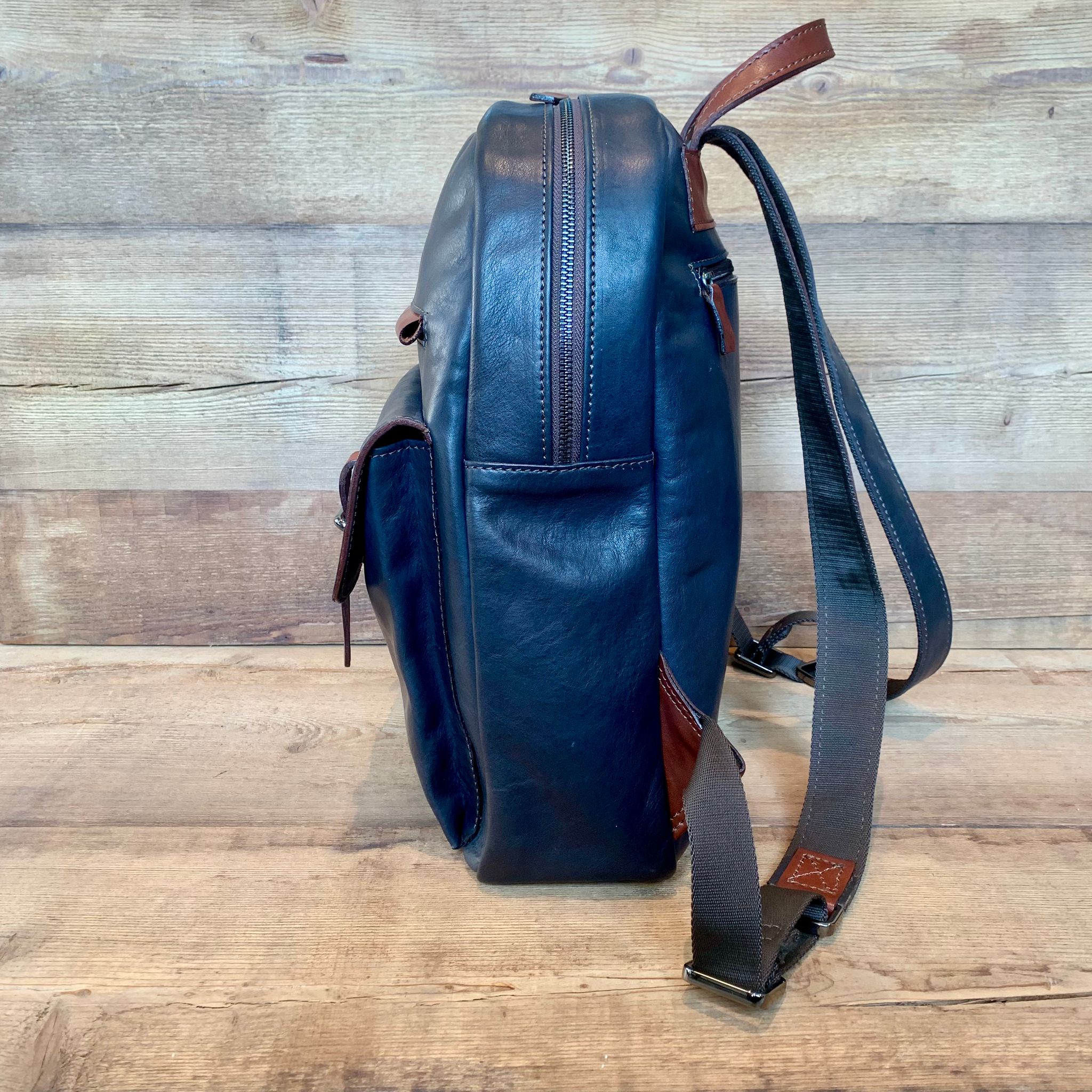 523 Zaino Business Pelle Vegetale Blue