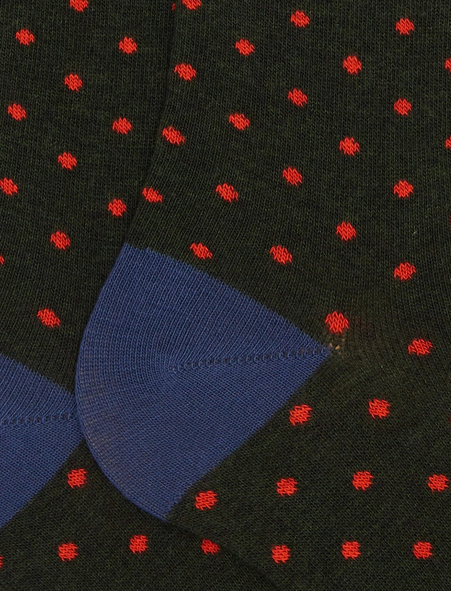 UW-3013 Calze Lunghe Pois Foresta/Vermiglio Man