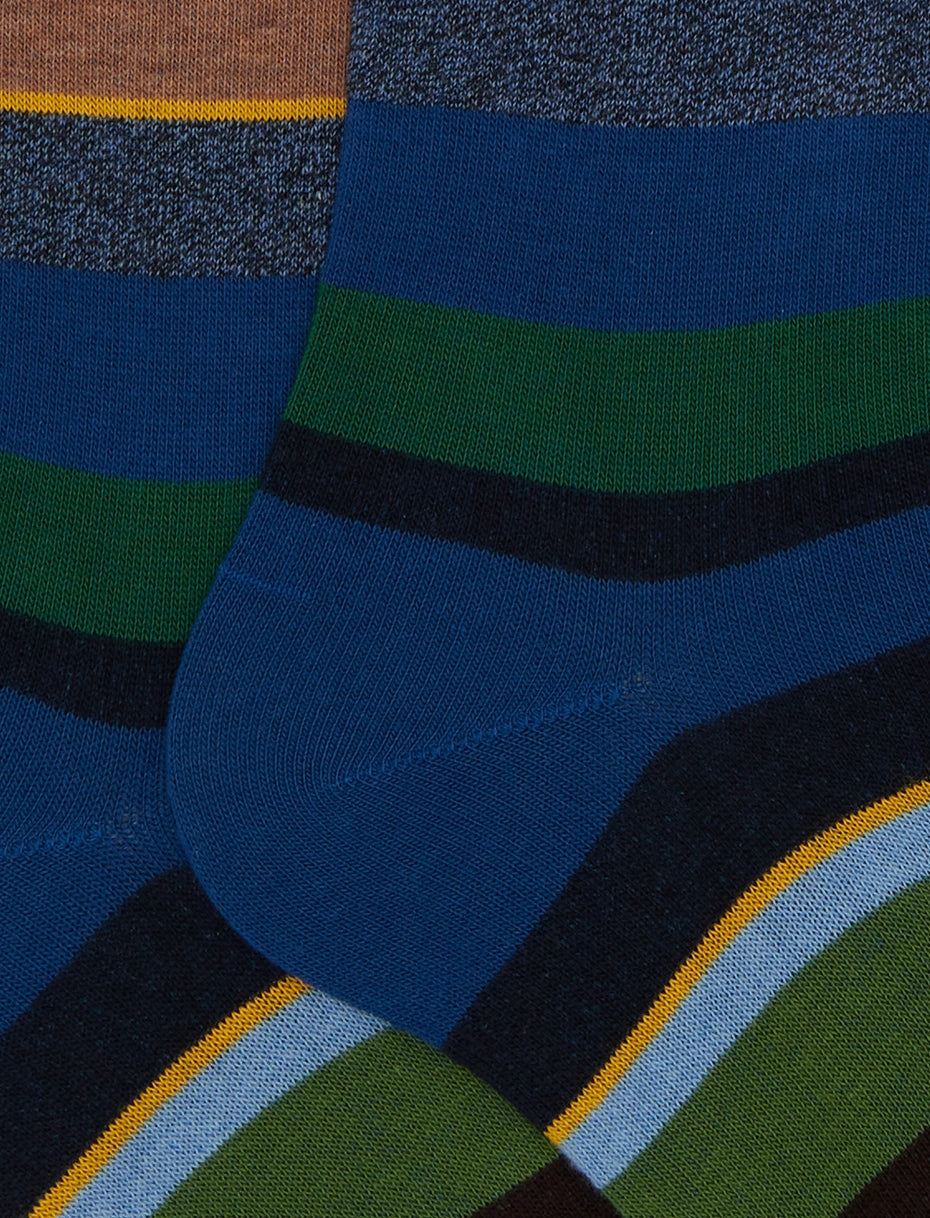 Calze Lunghe Righe Prussia/Mostarda Man